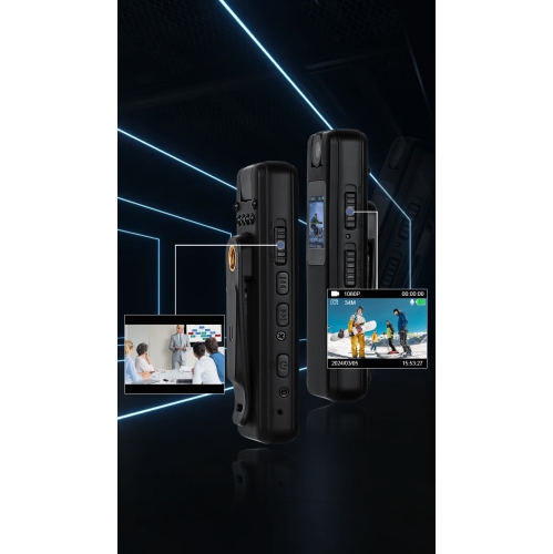 New HD audio recorder with screen and back clip, outdoor camera, rotating lens, audio conference recorder, HD video recorder, MC85-32GB