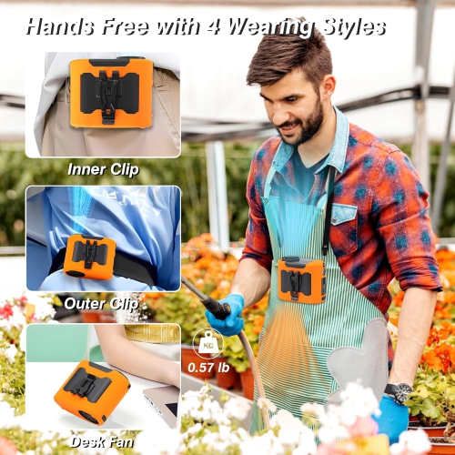 New ultra-long battery life waist-mounted fan Portable waist-mounted cooling neck-mounted fan with 10000mAh battery High-power outdoor camping