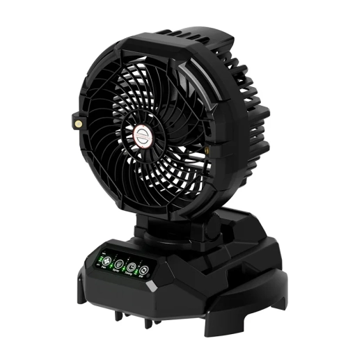 Portable misting fan, 150° rotation, 30000mAh rechargeable battery powered, outdoor cooling fan for patio, barbecue, workplace, adjustable base-black
