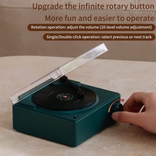 New X11 Retro Atomic Vinyl Record Bluetooth 5.0 Speaker Audio Alarm Clock Speaker - TF Card Insertable, Mini Retro Vinyl Record Player Bluetooth