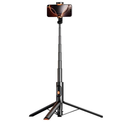 Diudiu Stick Support de voyage télescopique invisible pour égoportraits, noir et s'ouvre au sol ★Stockage dissimulé intégré ★Télécommande Bluetooth