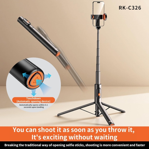 Diudiu Stick Support de voyage télescopique invisible pour égoportraits, noir et s'ouvre au sol ★Stockage dissimulé intégré ★Télécommande Bluetooth