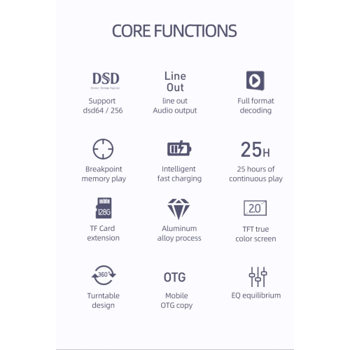 Master HIFI lossless DSD256 music player high-fidelity sports professional MP3 car walkman car portable music - silver gray 64GB