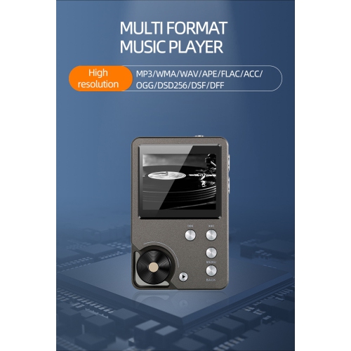 Master HIFI lossless DSD256 music player high-fidelity sports professional MP3 car walkman car portable music - silver gray 64GB