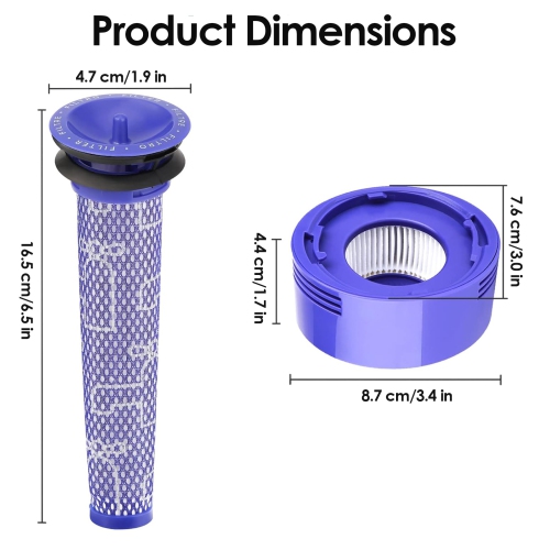 Ensemble de 4 pièces avec préfiltre et post-filtre pour aspirateurs V7 et V8 de Dyson