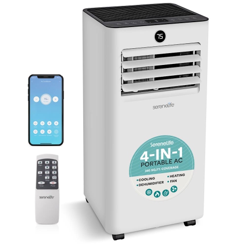 SereneLife 8,000 BTU Portable Air Conditioner & Heater, with Dehumidifier and Fan, Wifi Function, Mini AC Unit with 350 Sq. Ft. Coverage, with Remote