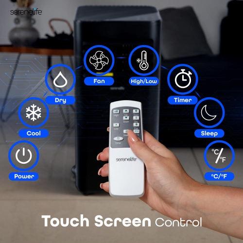 SereneLife Portable AC 8000 BTU, 3-in-1 Cooling, Dehumidifier and Fan Modes, Compact Standing Air Conditioner for 300 Sq. Ft., Energy Efficient, with