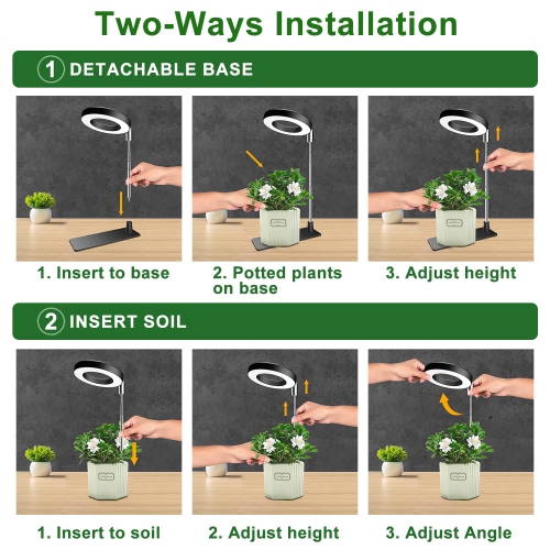 2-Piece 15W LED Indoor Plant Grow Light, Full Spectrum with Timer and 10 Brightness Levels
