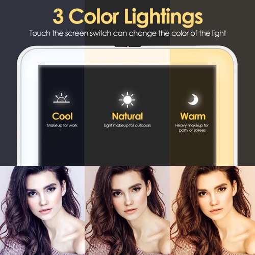 Miroir de maquillage pliable grossissant 10x, miroir de voyage rechargeable USB à intensité réglable pour la maison