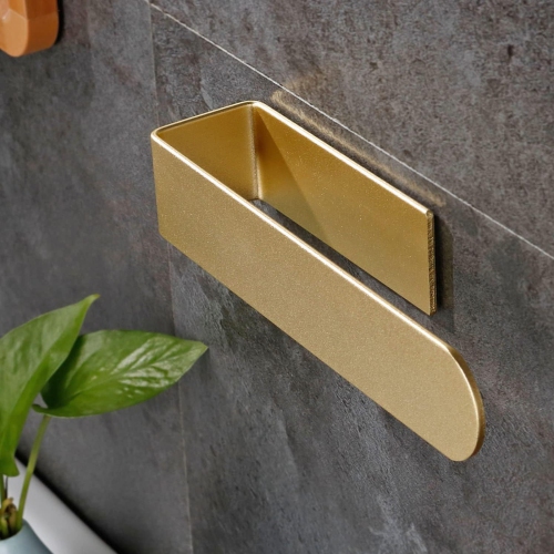 2-Piece Gold Stick-On Towel Rack, Self-Adhesive Wall-Mounted Bathroom Towel Bar