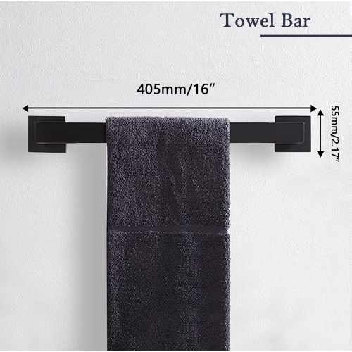 5-Piece Matte Black Bathroom Towel Bar Set, Wall-Mounted Towel Rack, Toilet Paper Holder, and Hook
