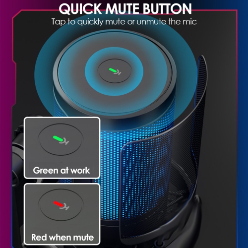 Microphone à condensateur RVB, microphone de studio pour la diffusion en direct, le karaoké et l'enregistrement