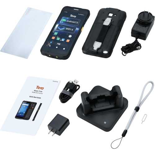 Tera Upgraded Barcode Scanner Android 13: Qualcomm CPU with Charging Cradle Handheld Rugged PDA QR 2D with Zebra SE4710 Scanner