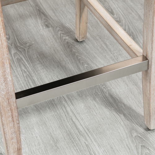 HOMCOM Counter Height Bar Stools Set of 2, Upholstered Bar Chairs with Nailhead Backrest and Footrest, Modern Barstools for Kitchen, Dining Room, Grey