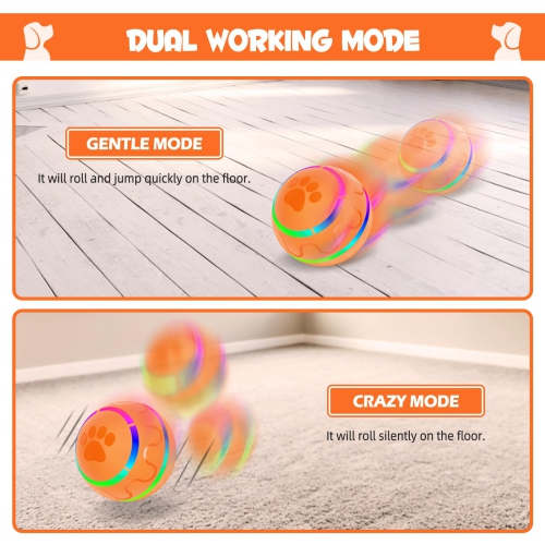 Balle de chien interactive de Zachvo avec lampes flash LED pour petits chiens de taille moyenne, balle Wicked Ball à activation par mouvement