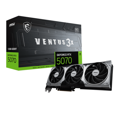 MSI  Gaming Rtx 5070 12G Ventus 3X Oc Graphics Card (12GB Gddr7, 192-Bit, Extreme Performance: 2557 Mhz, Displayport X3 2.1A, HDMI 2.1B, Nvidia Great upgrade!