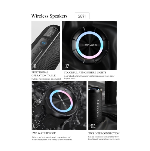 Lenyes S871 — Portable Bluetooth Speaker • Bluetooth 5.3