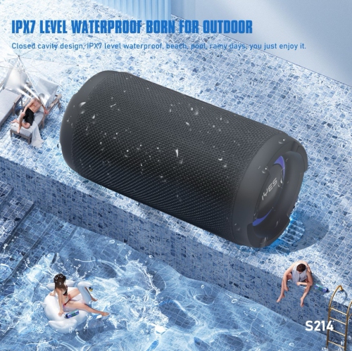 LENYES S214 Outdoor Speaker | 20 W Dual-Driver • BT 5.3 Low-Latency • IPX7 Waterproof • RGB Mood Ring & Dual-Side Logo • 1500 mAh = 10 h Play • TWS