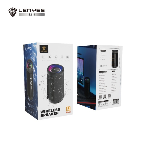 LENYES S214 Outdoor Speaker | 20 W Dual-Driver • BT 5.3 Low-Latency • IPX7 Waterproof • RGB Mood Ring & Dual-Side Logo • 1500 mAh = 10 h Play • TWS