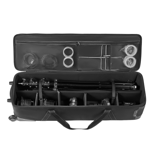VEVOR Studio Equipment Trolley Case, 46.46 x 14.57 x 11.81 in / 118 x 37 x 30 cm, Rolling Camera Bag, Carrying Bag with Wheels Straps Padded