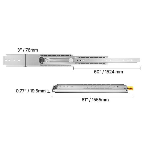 VEVOR 1 Pair Full Extension Drawer Slides 16 18 20 24 30 35 37.4 59 24 32 36 40 48 60 in, 500 lbs Load Capacity Locking Drawer Slides, Ball Bearing