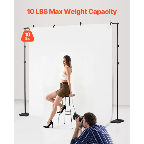 VEVOR 8.5x10 ft Backdrop Stand, Adjustable Photo Backdrop Stand Kit, Portable Background Backdrop Stand with 7 Crossbars, Heavy Duty Projector Screen