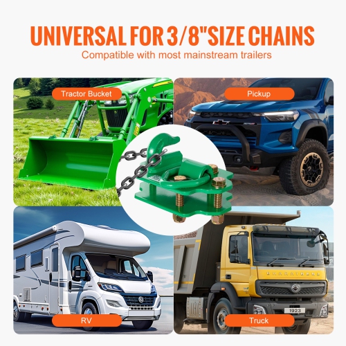 VEVOR 3/8" Tractor Bucket Hooks with Tie Down Ring, Grade 70 Forged Steel 2 Pack Bolt-On Grab Hook with Back Plates Compatible for Tractor, Maximum