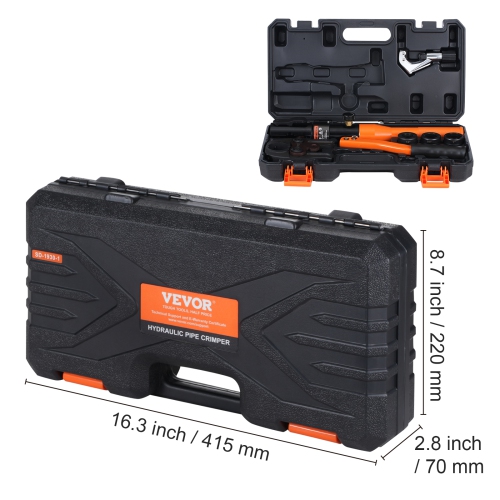 Outil de sertissage pour tuyaux en cuivre VEVOR, presse hydraulique à entraînement avec 1/2&nbsp;», 3/4, mâchoires de 1&nbsp;po, raccords de tubes en