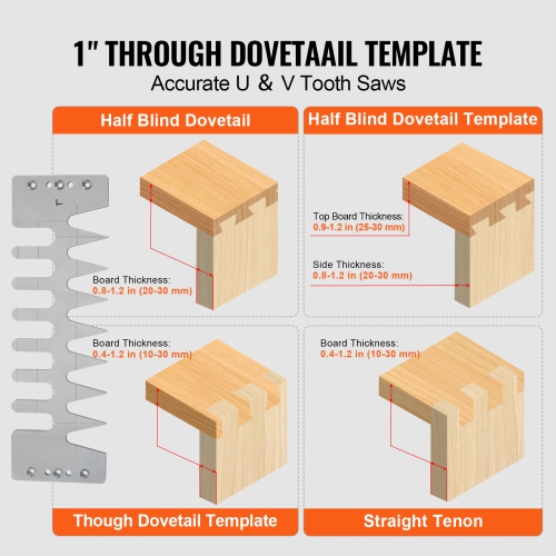 VEVOR 12 in Width Dovetail Jig, Dove Tailing Router Jigs with 4 Router Bits & 3 Templates, Precise Alignment Dove Tail Jig, Mortise and Tenon