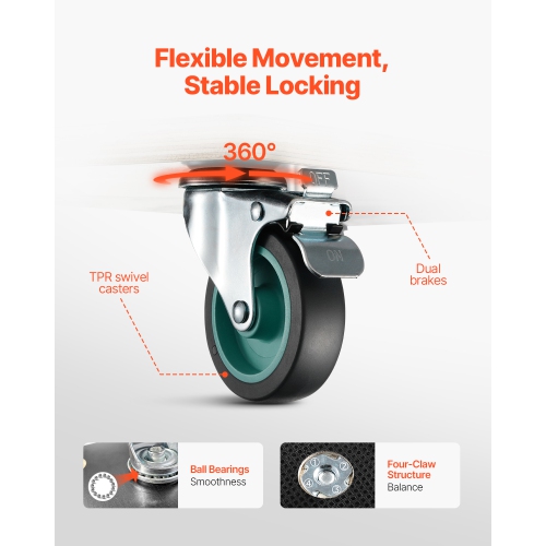 VEVOR 551 lbs Load Furniture Dolly, Furniture Moving Dollies with 4 TPR Silent Wheels, Rectangle Multifunctional Flat Dolly for Piano Furniture Couch