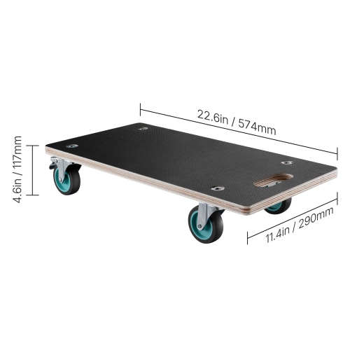 VEVOR 551 lbs Load Furniture Dolly, Furniture Moving Dollies with 4 TPR Silent Wheels, Rectangle Multifunctional Flat Dolly for Piano Furniture Couch