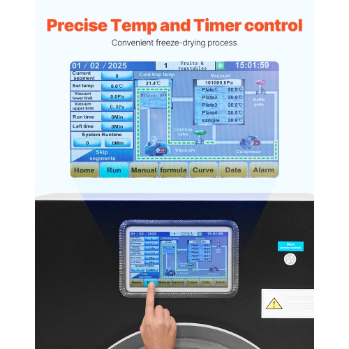 Sécheuse à vide VEVOR Freeze, sèche-linge de 8,8 à 13,2 LB avec plateaux à 4 couches, pompe à vide, minuterie réglable et contrôle de la température,