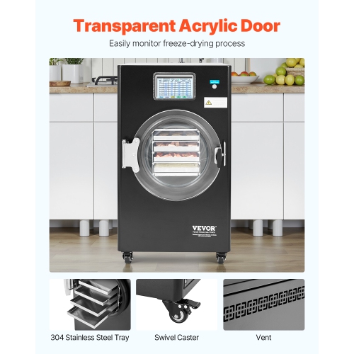 Sécheuse à vide VEVOR Freeze, sèche-linge de 8,8 à 13,2 LB avec plateaux à 4 couches, pompe à vide, minuterie réglable et contrôle de la température,