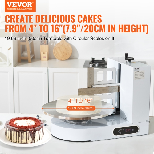 Machine à décorer pour gâteau VEVOR 25-320&nbsp;tr/min, machine à apprêt pour gâteau, machine à glaçage à gâteau à faible bruit, plateau tournant