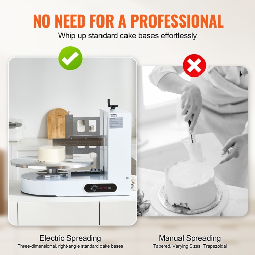 Machine à décorer pour gâteau VEVOR 25-320&nbsp;tr/min, machine à apprêt pour gâteau, machine à glaçage à gâteau à faible bruit, plateau tournant