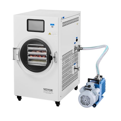 VEVOR Vacuum Freeze Dryer Machine, 8.8-13.2 LBS/Batch Food Freeze Drying Machine with 4-Layer Trays, Vacuum Pump, Adjustable Timer and Temperature