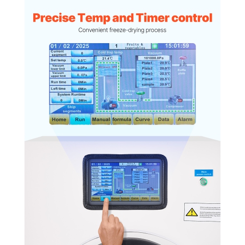 VEVOR Vacuum Freeze Dryer Machine, 8.8-13.2 LBS/Batch Food Freeze Drying Machine with 4-Layer Trays, Vacuum Pump, Adjustable Timer and Temperature