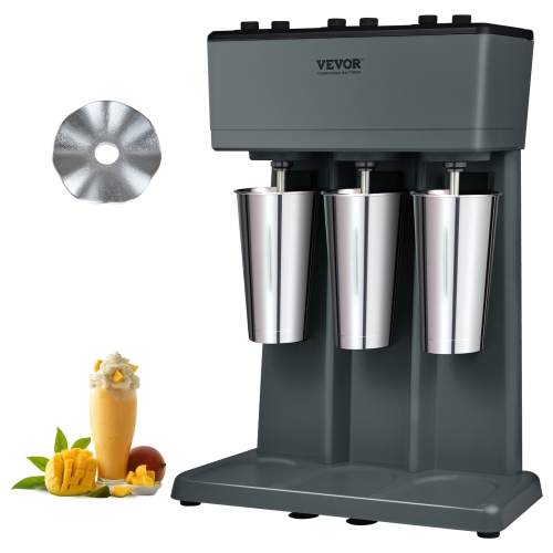 VEVOR 375W Milkshake Maker, 3 Electric Milkshake Machine, Triple Heads Drink Mixer Blender Machine, 3-Speed Milkshake Mixer with 3 x 820 ml Stainless