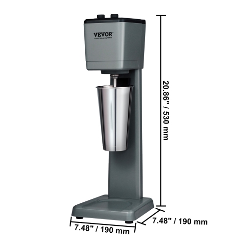 VEVOR 375W Electric Milkshake Maker, Single Head Drink Mixer Blender Machine, 3-Speed Milkshake Mixer with 820 ml Stainless Steel Cup, Milkshake