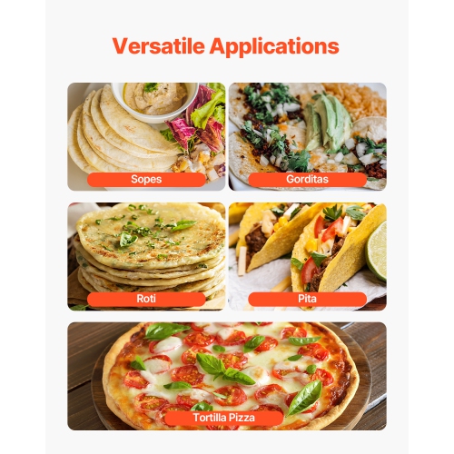 VEVOR Electric Tortilla Maker, Automatic Corn Tortilla Making Machine with Non-Stick Coating and Two Molds(4 in+6 in), Electric Chapatti Machine