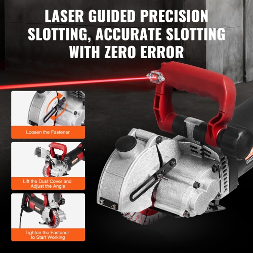 VEVOR 2500W Wall Chaser,38 mm Cutting Width,Wall Groove Cutting Machine 34MM Cutting Depth,Wall Slotting Machine With 5 Saw Blades 4.5" Diameter