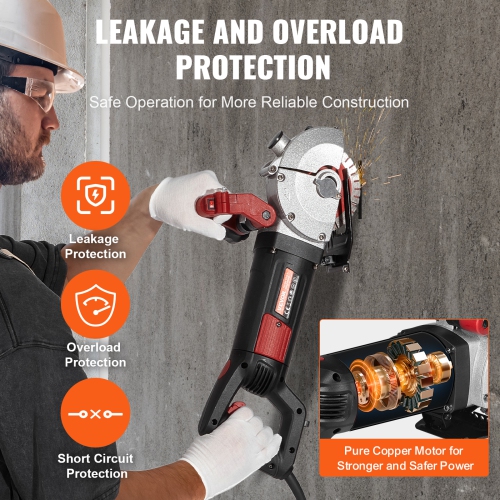 VEVOR 2500W Wall Chaser,38 mm Cutting Width,Wall Groove Cutting Machine 34MM Cutting Depth,Wall Slotting Machine With 5 Saw Blades 4.5" Diameter