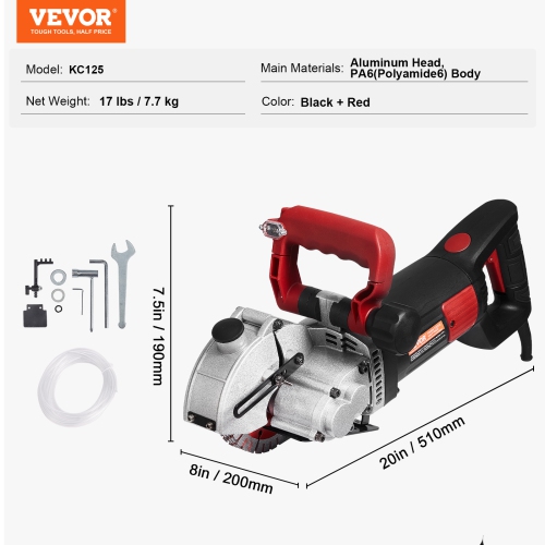 VEVOR 2500W Wall Chaser,38 mm Cutting Width,Wall Groove Cutting Machine 34MM Cutting Depth,Wall Slotting Machine With 5 Saw Blades 4.5" Diameter