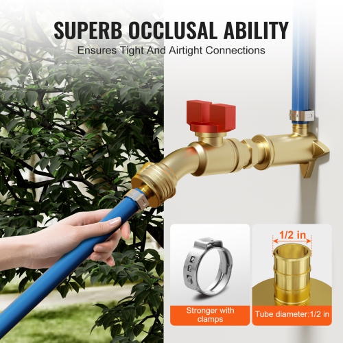 VEVOR 1/2" 20PCS Pipe Fittings, Brass Pipe Fittings, Clamp-style 1/2 NPT Internal Thread Pipe Connector Brass Air Fittings, Heavy Duty Plumbing