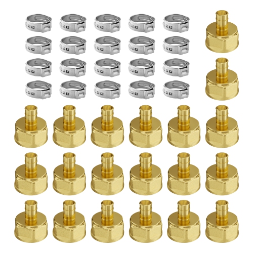 VEVOR 1/2" 20PCS Pipe Fittings, Brass Pipe Fittings, Clamp-style 1/2 NPT Internal Thread Pipe Connector Brass Air Fittings, Heavy Duty Plumbing