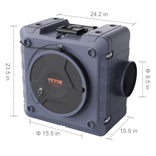 VEVOR 800 CFM Air Scrubber with 3-Stage Filtration, Stackable Negative Air Machine , Air Cleaner with MERV10, Carbon, H13 HEPA, for Home, Industrial