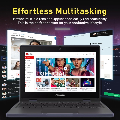 Asus 11.6" HD Touchscreen 2 in 1 Rugged ＆ Spill Resistant Notebook for Students, Intel Celeron N100,288GB Storage(128GB SSD+160GB Docking Station),4