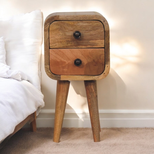 Artisan Furniture Solid Wood Extra Mini Curved Oak-ish Bedside
