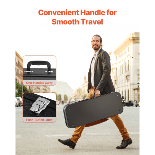 VEVOR 43.11 in Electric Guitar Hard Case,Rectangular Guitar Hard Case, With Lock Latch Keys Handle,PVC Padding Soft Lining Water-Resistant