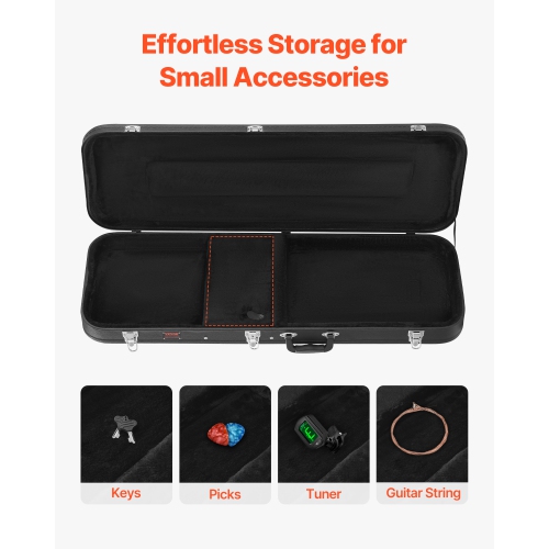 VEVOR 43.11 in Electric Guitar Hard Case,Rectangular Guitar Hard Case, With Lock Latch Keys Handle,PVC Padding Soft Lining Water-Resistant